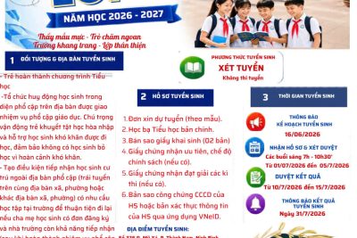 Trường THCS Mỹ Xá thông tin tuyển sinh Lớp 6 năm học 2026-2027